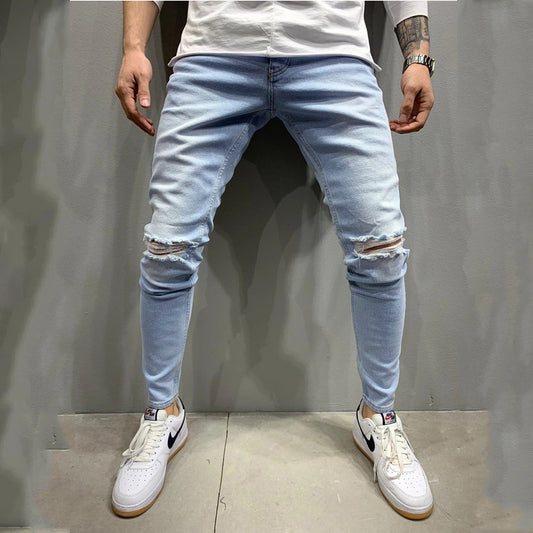 Jeans Slim Fit Azul Claro con Roturas - Image 2