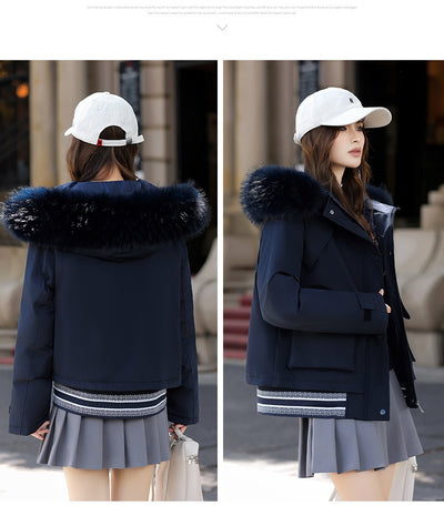 Abrigo de Mujer con Cuello de Pelaje Ruso - Algodón Acolchado Premium - Image 11