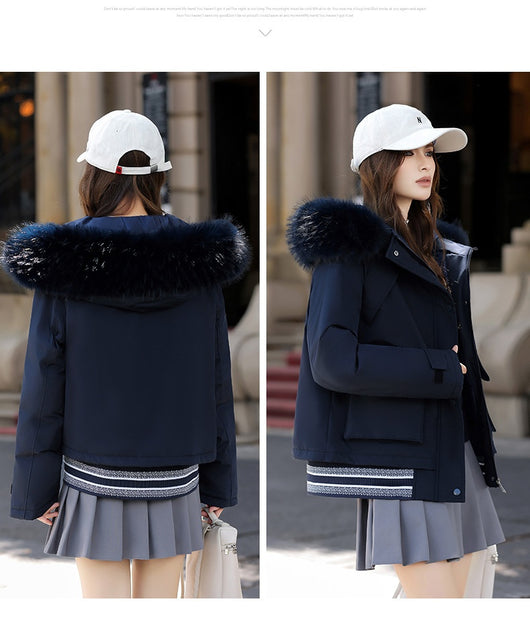Abrigo de Mujer con Cuello de Pelaje Ruso - Algodón Acolchado Premium - Image 11