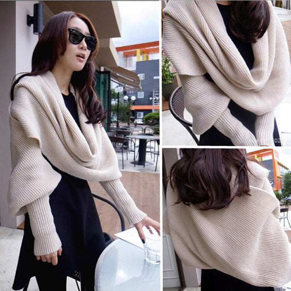 Poncho Chaleco Tejido de Lana para Otoño e Invierno