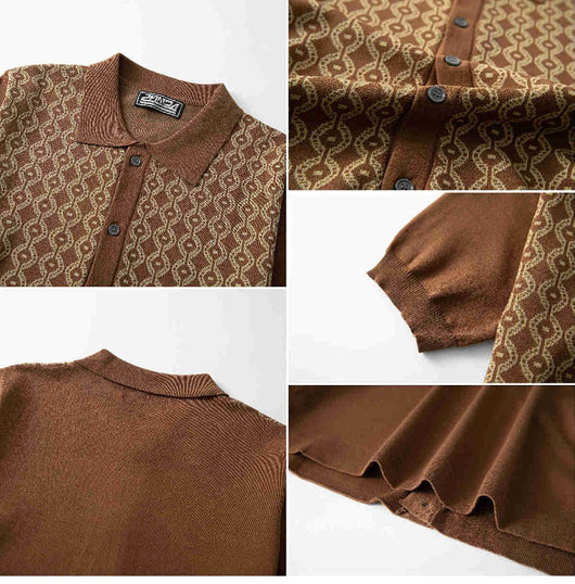 Cardigan Jacquard de Lino Tencel Manga Corta para Hombre - Image 23