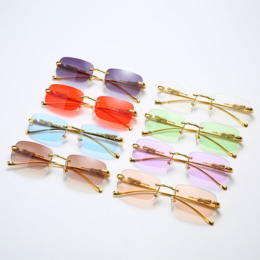 Gafas de Sol Retro Leopardo con Marco Metálico