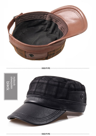 Gorra Newsboy de Piel de Oveja para Hombre con Visera Plana - Image 4