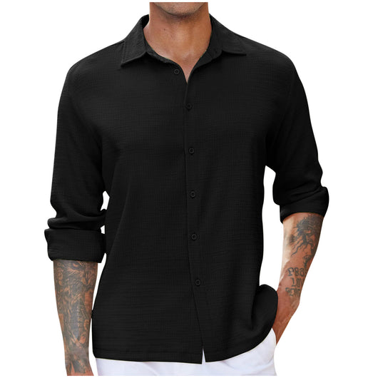 Camisa Casual para Hombre con Cuello Vuelto y Efecto Bubble - Image 3
