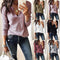 Blusa Holgada de Cuello V y Textura Waffle para Mujer