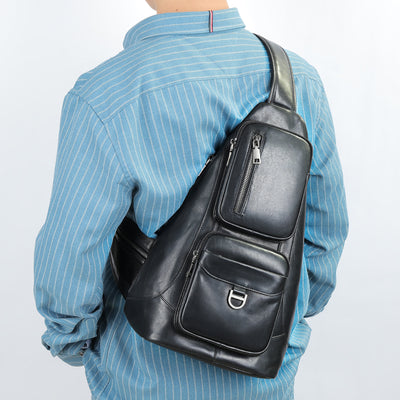 Bolsa de Pecho Cuero Genuino Gran Capacidad Messenger Crossbody Estilo Vintage - Image 5