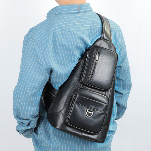 Bolsa de Pecho Cuero Genuino Gran Capacidad Messenger Crossbody Estilo Vintage - Image 5