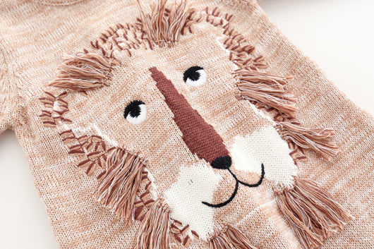 Suéter de una pieza tejido en algodón con diseño de león adorable - Image 10