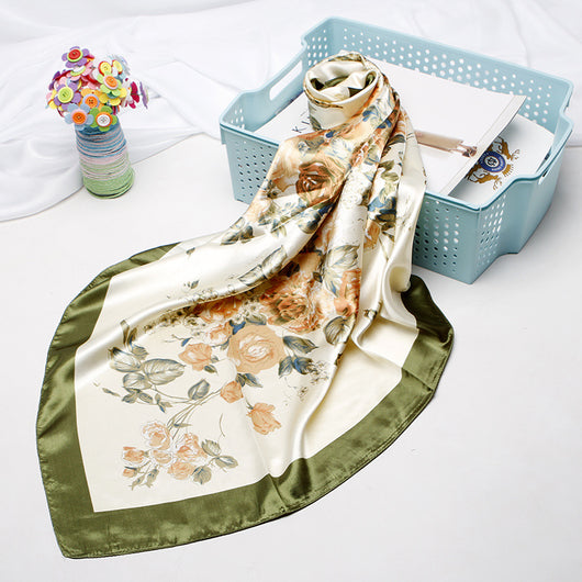 Pañuelo de Seda Artificial Estampado Retro - Accesorio Versátil para Mujer - Image 10