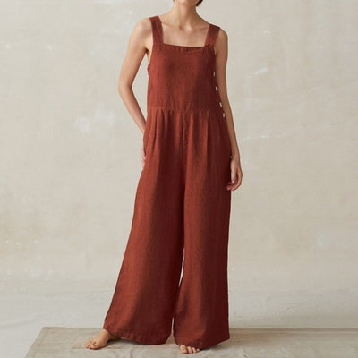 Mono Ancho de Algodón y Lino para Mujer con Bolsillos - Image 9