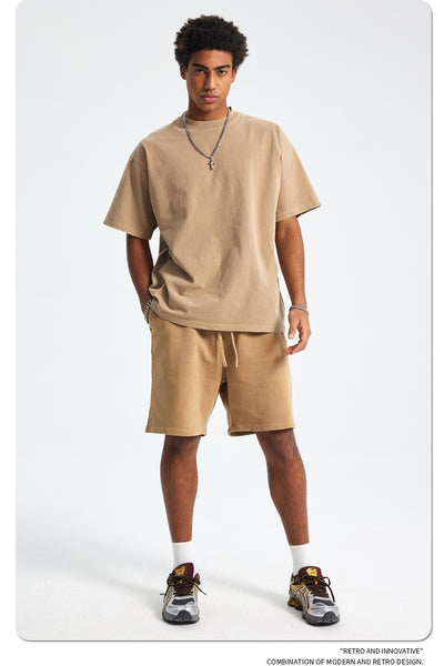 Shorts Deportivos de Algodón Puro Teñidos con Patrón Vintage Lavado - Image 60