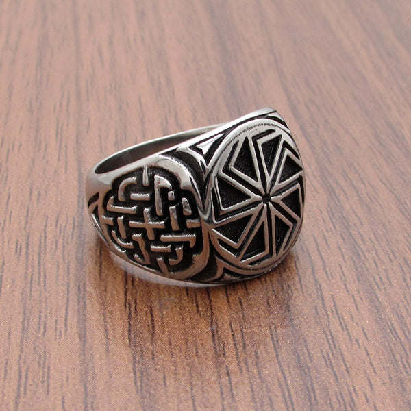 Anillo Vikingo Nórdico Retro Personalizado para Hombre en Acero Titanio