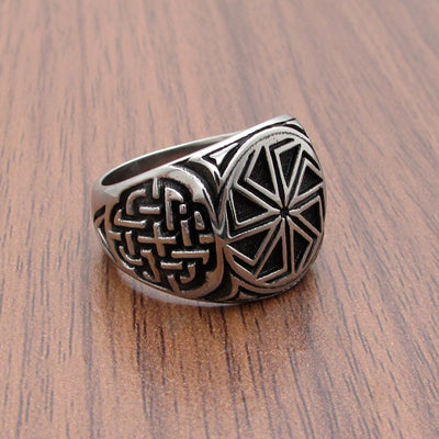 Anillo Vikingo Nórdico Retro Personalizado para Hombre en Acero Titanio