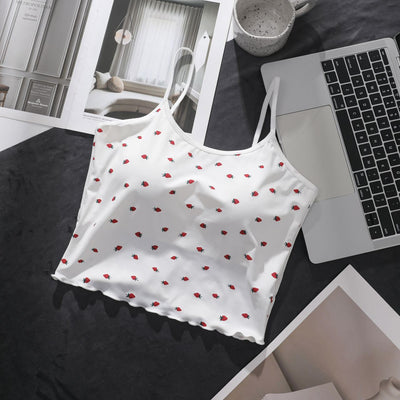Blusa Exterior con Volantes, Relleno de Pecho y Estampado de Fresa - Image 5