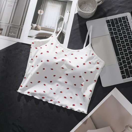 Blusa Exterior con Volantes, Relleno de Pecho y Estampado de Fresa - Image 5