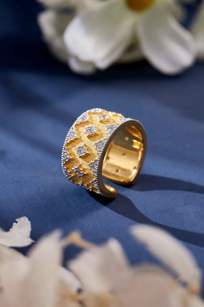 Anillo Estrella Bicolor Ancho Estilo Europeo y Americano - Image 9