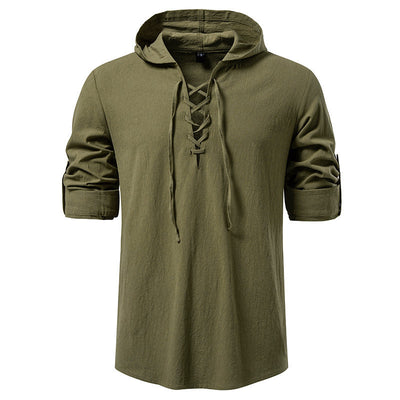 Camisa Pirata Medieval de Algodón y Lino con Cordón para Hombre - Image 20