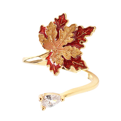 Anillo de Oro 18K con Hoja de Arce y Esmalte Degradado - Image 2