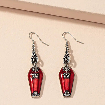 Aretes de Murciélago y Araña Rojo Retro - Estilo Instagram Halloween
