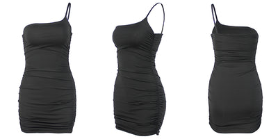 Vestido Asimétrico de Hombro Único con Falda Plisada - Image 14