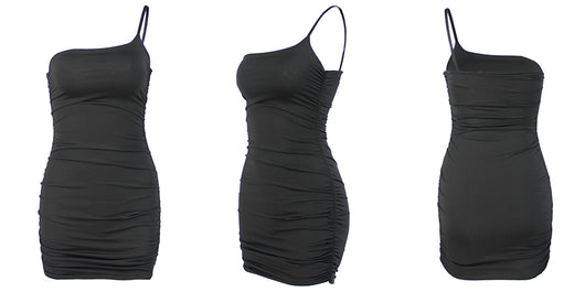 Vestido Asimétrico de Hombro Único con Falda Plisada - Image 14