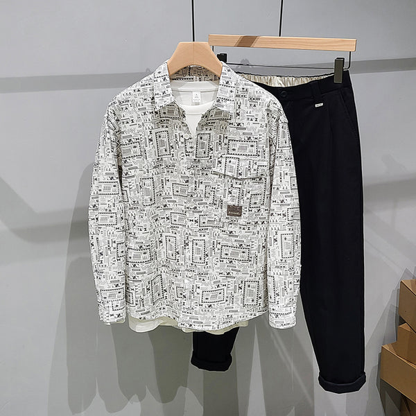 Chaqueta Suelta Estampada para Hombre - Estilo Urbano Moderno
