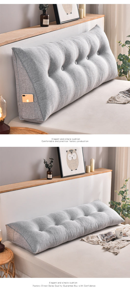 Cojín Triangular de Algodón y Lino Desmontable para Cabecera de Cama - Image 22