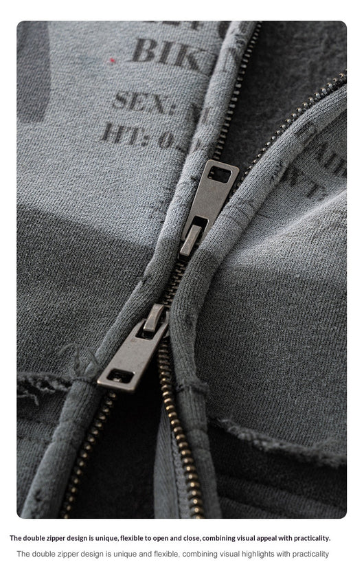 Sudadera Estilo Cardigan con Cierre y Diseño Roto - Image 27