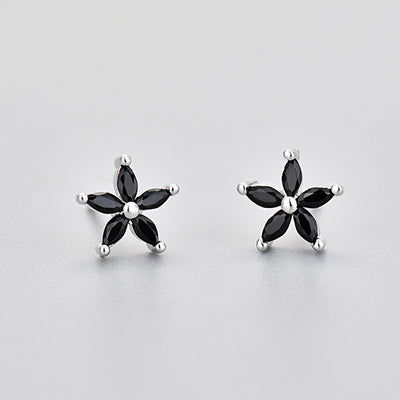 Aretes de Piedra de Caballo con Flor de Cinco Pétalos y Diamantes de Color - Image 17