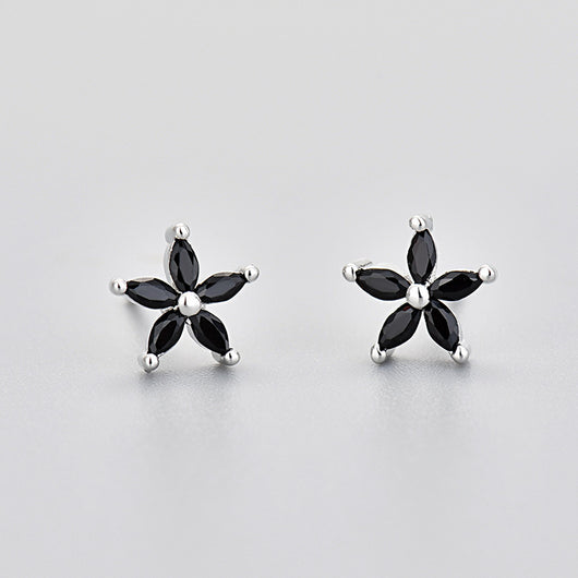 Aretes de Piedra de Caballo con Flor de Cinco Pétalos y Diamantes de Color - Image 17