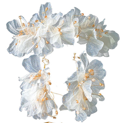 Conjunto de Diadema de Tul y Aretes con Flores para Mujer - Image 10