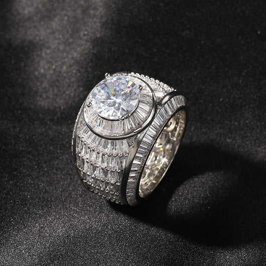 Anillo de Pareja para Hombre con Circón Incrustado en Cobre y Diamantes - Image 11
