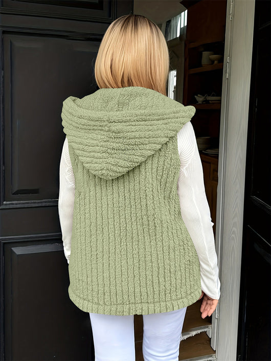 Chaleco Fuzzy sin Mangas con Capucha para Mujer - Comodidad y Estilo - Image 11