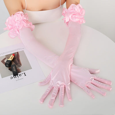 Guantes Largos de Satén Elástico para Novia - Elegancia Etiqueta
