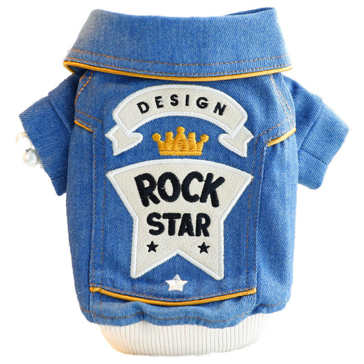 Abrigo de Mezclilla Bordado para Perro Pequeño - Ropa Teddy Elegante - Image 5