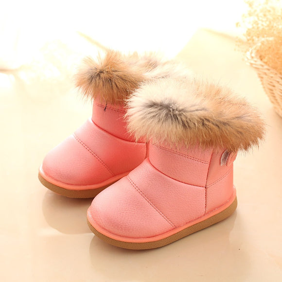 Botas de Nieve para Niña con Forro de Conejo Real y Suela Suave