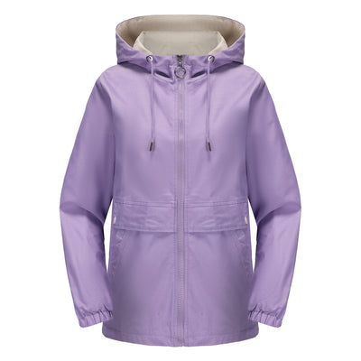 Abrigo Impermeable con Capucha en Colores Sólidos para Mujer - Image 11