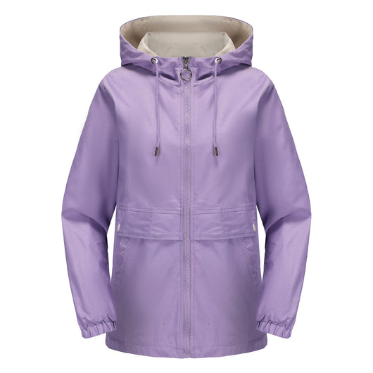 Abrigo Impermeable con Capucha en Colores Sólidos para Mujer - Image 11