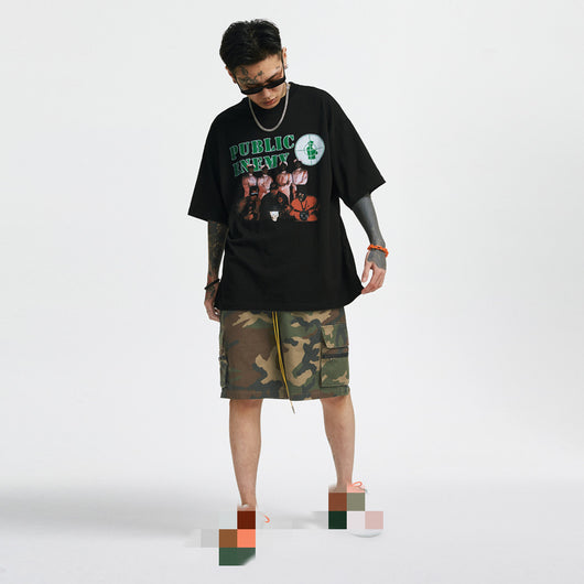 Shorts Cargo Camuflaje Vintage con Cierre - Estilo Casual Moderno para Hombre - Image 7