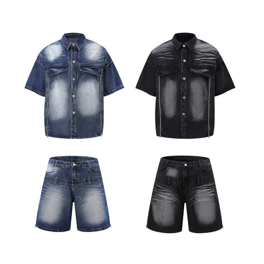 Conjunto Denim Lavado: Camisa y Capris de Diseño Premium - Image 2
