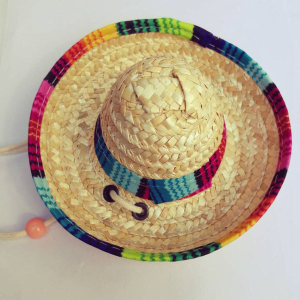 Sombrero de Paja Tejido para Mascotas - Gorro Mexicano para Perros y Gatos