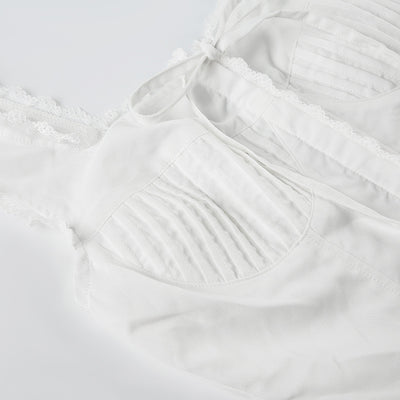 Blusa Encaje Blanca Ajustada Estilo Europeo y Americano para Niñas - Image 10