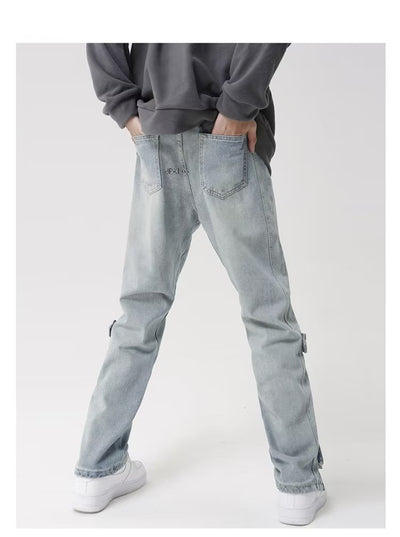Jeans Vintage de Tiro Alto y Pierna Recta con Cierre Dividido - Image 8