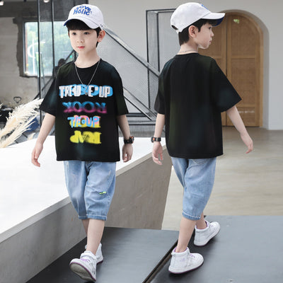 Conjunto Infantil Estilo Coreano Occidental - Ropa Holgada y Moderna para Niños Grandes - Image 3