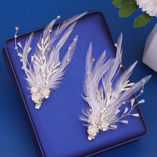 Pinza para Cabello con Plumas y Perlas, Accesorio Artesanal Estilo Hanfu - Image 4