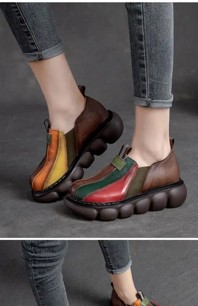 Zapatos Étnicos Bicolor con Suela Gruesa y Punta Redonda - Image 11