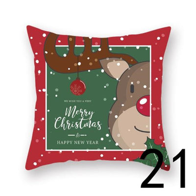 Funda de Almohada Navideña con Estampado Santa para Decoración del Hogar - Image 21