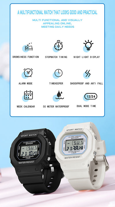 Reloj Digital Cuadrado Multicolor para Estudiantes - Image 13