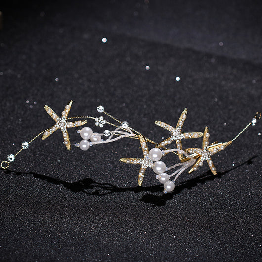 Diadema Estrella de Mar con Perlas para Novia - Joya de Cabello Elegante - Image 8