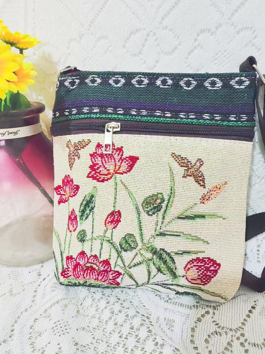 Bolso Bandolera Bordado Étnico con Elefante y Mariposa Estilo Chino - Image 27